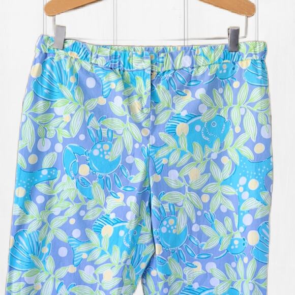 Lilly Pulitzer White Label Maternity Crop Pants Sweet Blue Crabby Size Small - Picture 5 of 9